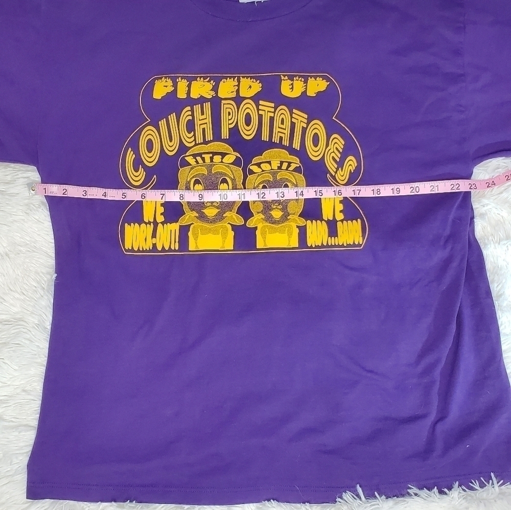 VINTAGE Silly Cotton Couch Potato Fitness Short Sleeve Tee XL - Picture 4 of 6
